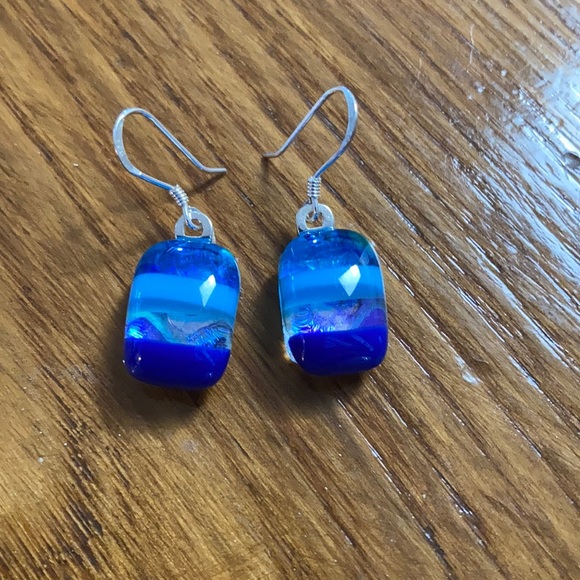 Sterling Silver and Art Glass Earrings - Picture 3 of 4